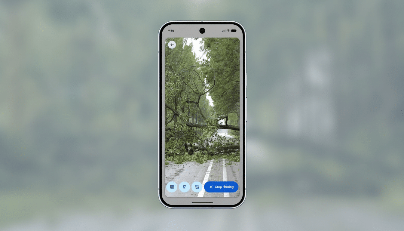 Android phone sharing live video with 911 during emergency call