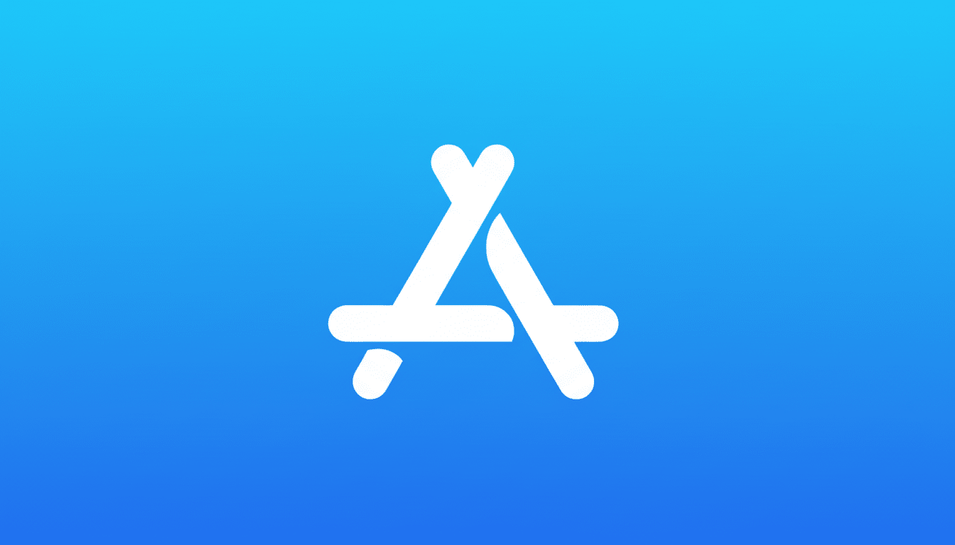 The App Store icon, featuring a stylized white A symbol on a blue gradient background, resized to a 16:9 aspect ratio.
