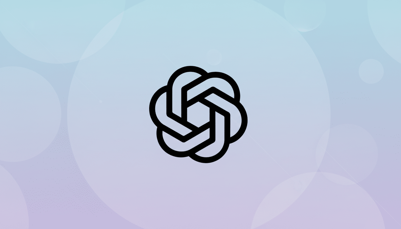 A black, stylized knot-like logo with six interconnected loops forming a central hexagon, set against a professional flat design background with soft blue and purple gradients and subtle circular patterns.
