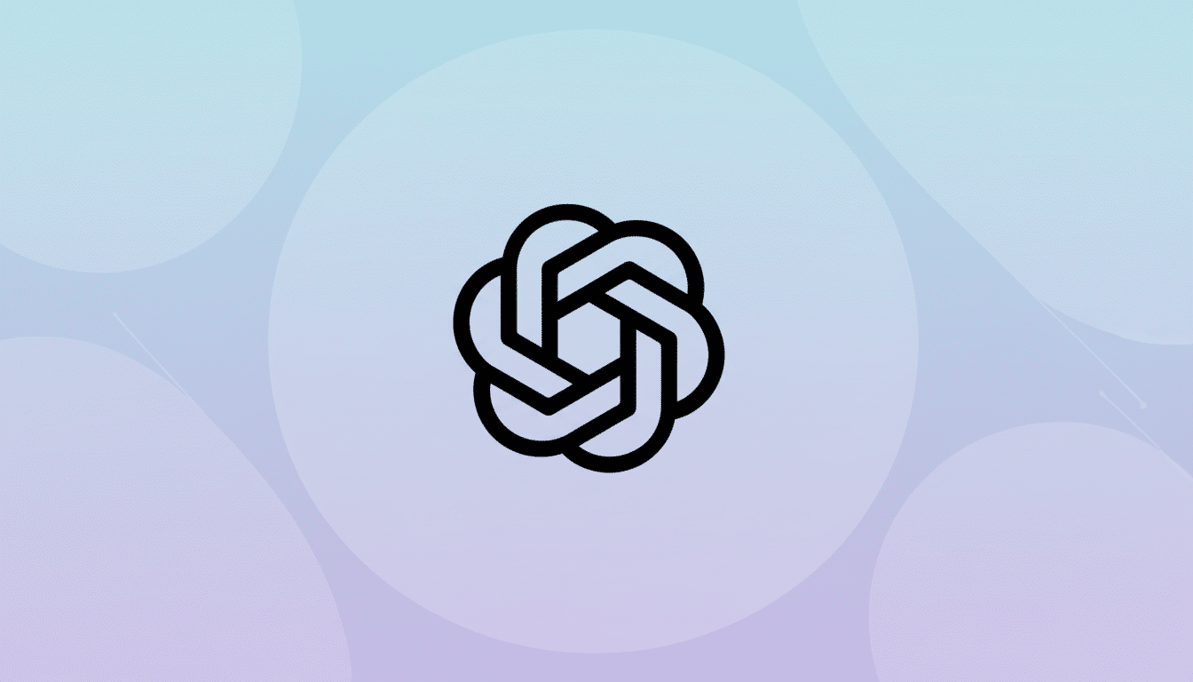A black, stylized knot-like logo with six interconnected loops forming a central hexagon, set against a professional flat design background with soft, light blue and purple gradients and subtle, wavy patterns.