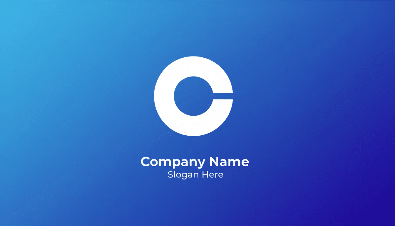 A white letter C logo on a blue gradient background, with Company Name and Slogan Here text below it.