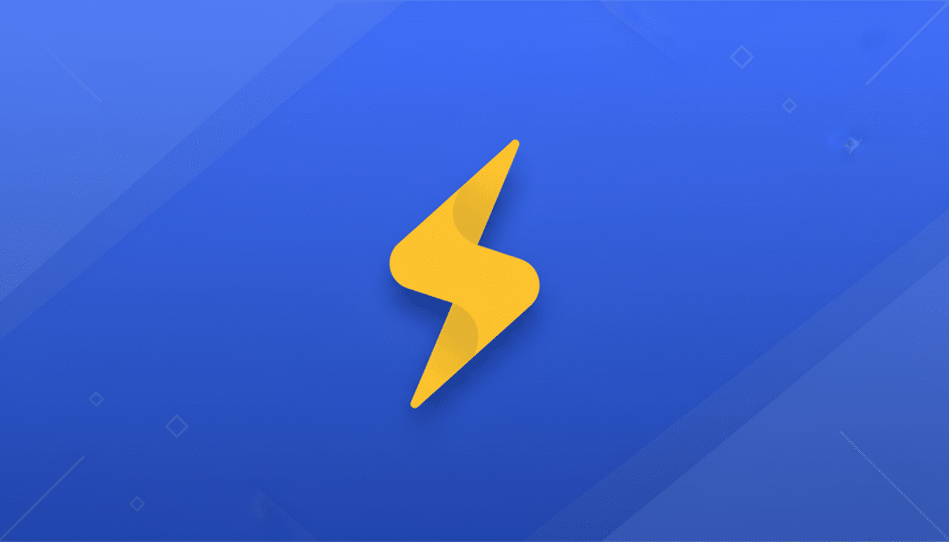 A yellow lightning bolt icon on a blue background, resized to a 16:9 aspect ratio with a subtle patterned background.