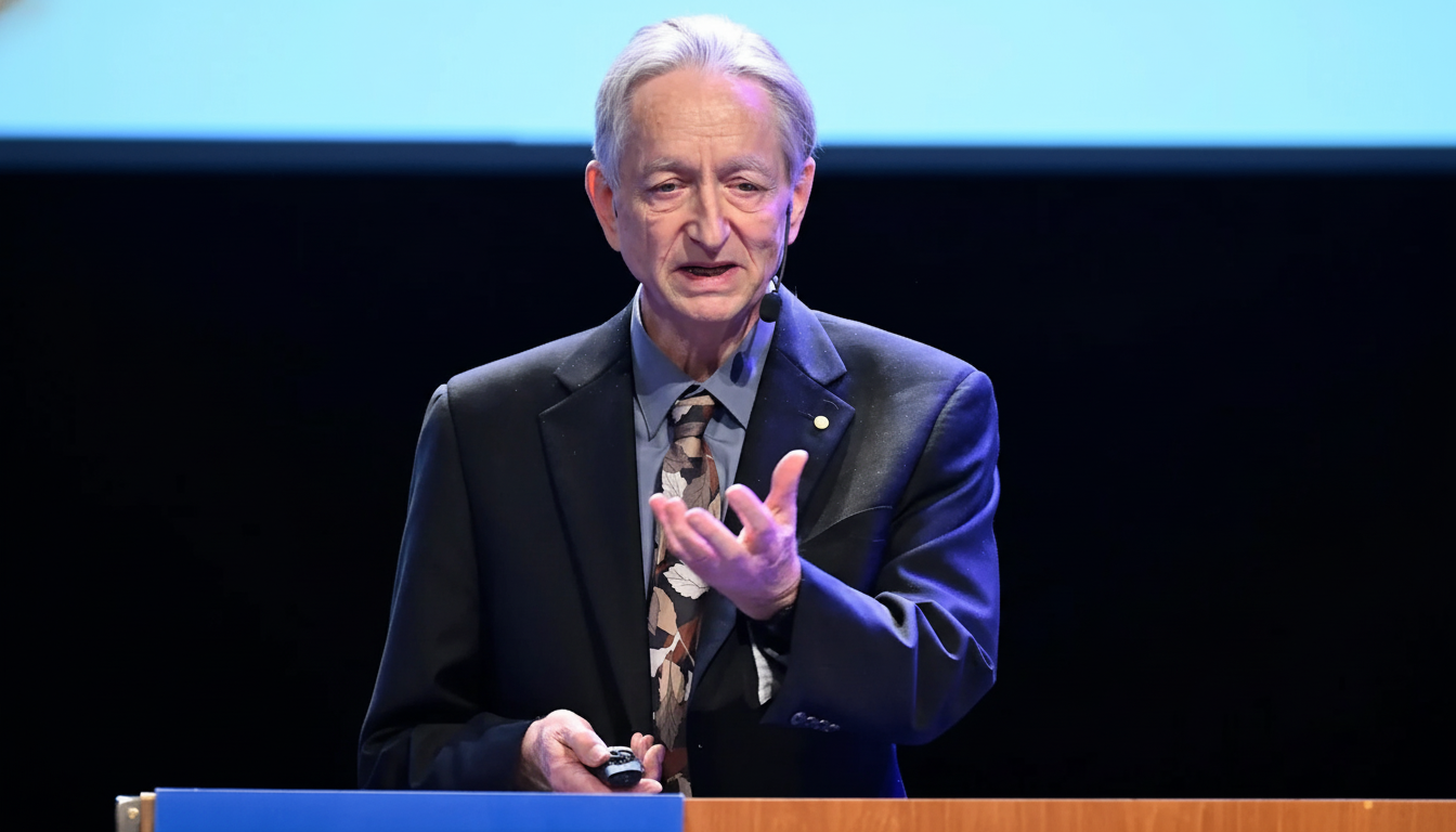 A man with grey hair in a suit and patterned tie speaks at a podium, gesturing with one hand.