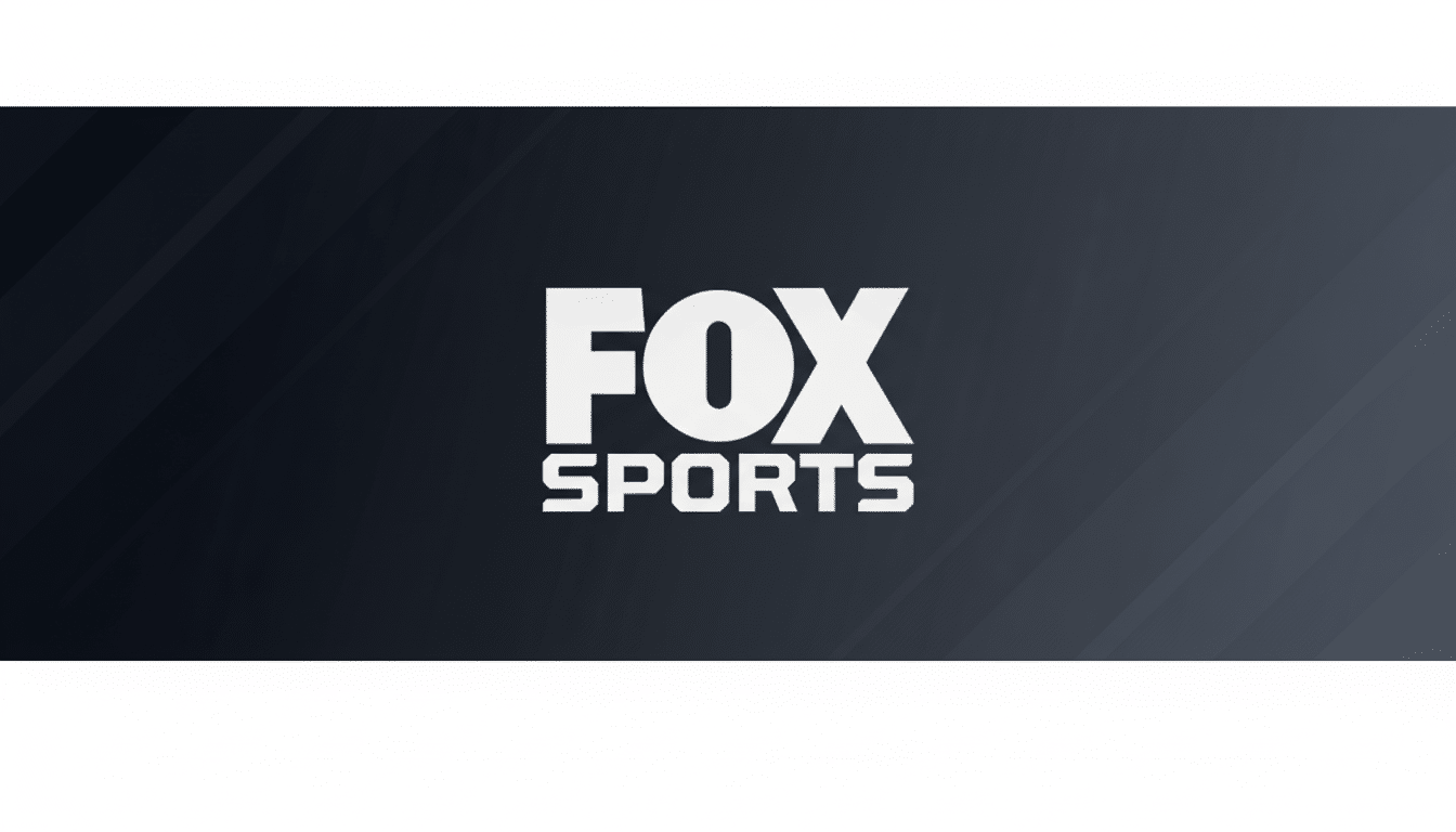 The Fox Sports logo, featuring FOX in large white letters above SPORTS in smaller white letters, centered on a dark gray background with subtle diagonal lines.