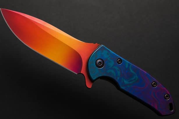Colorful abstract weapon skins, showcasing Fade and Doppler finishes from popular collector series