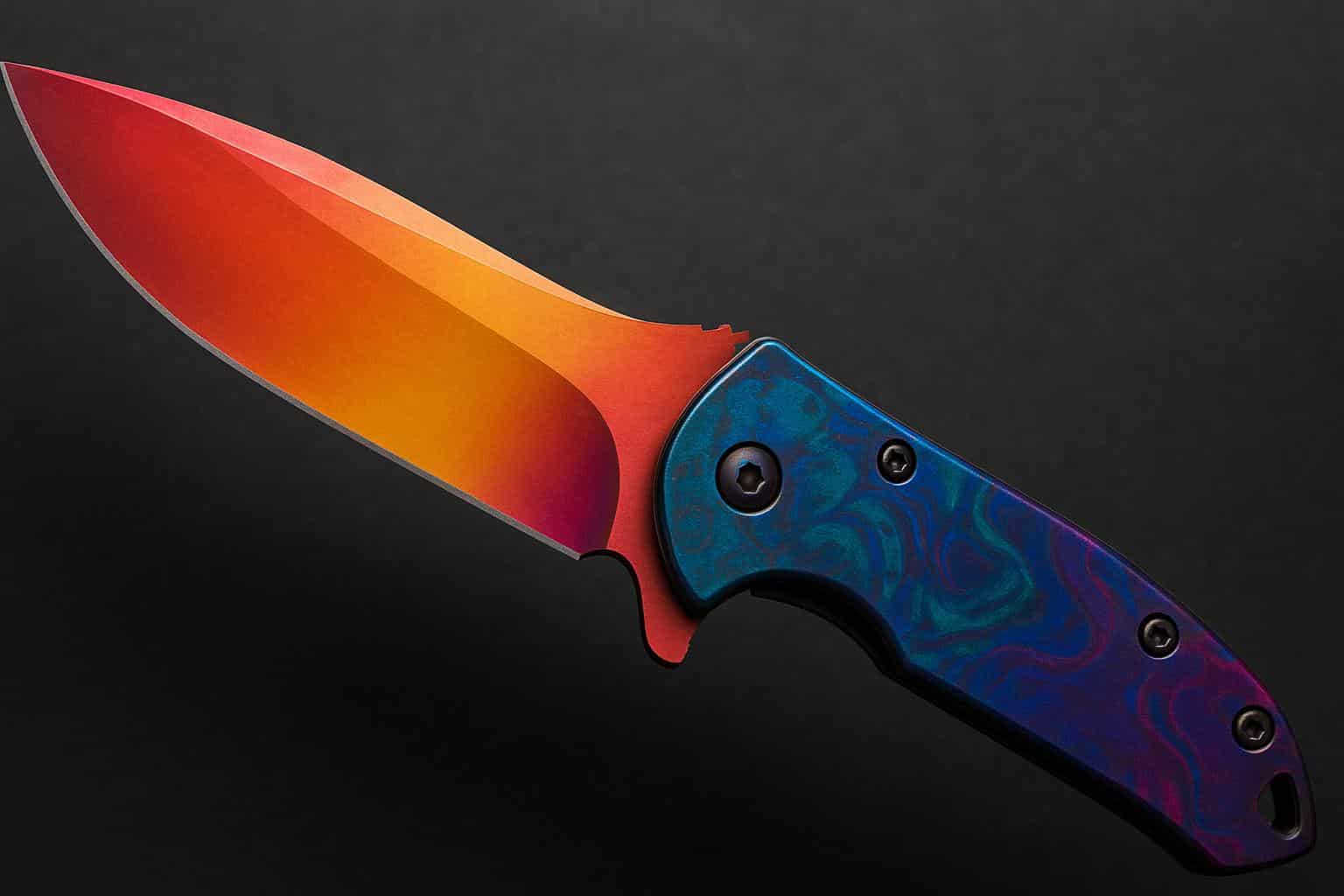 Colorful abstract weapon skins, showcasing Fade and Doppler finishes from popular collector series