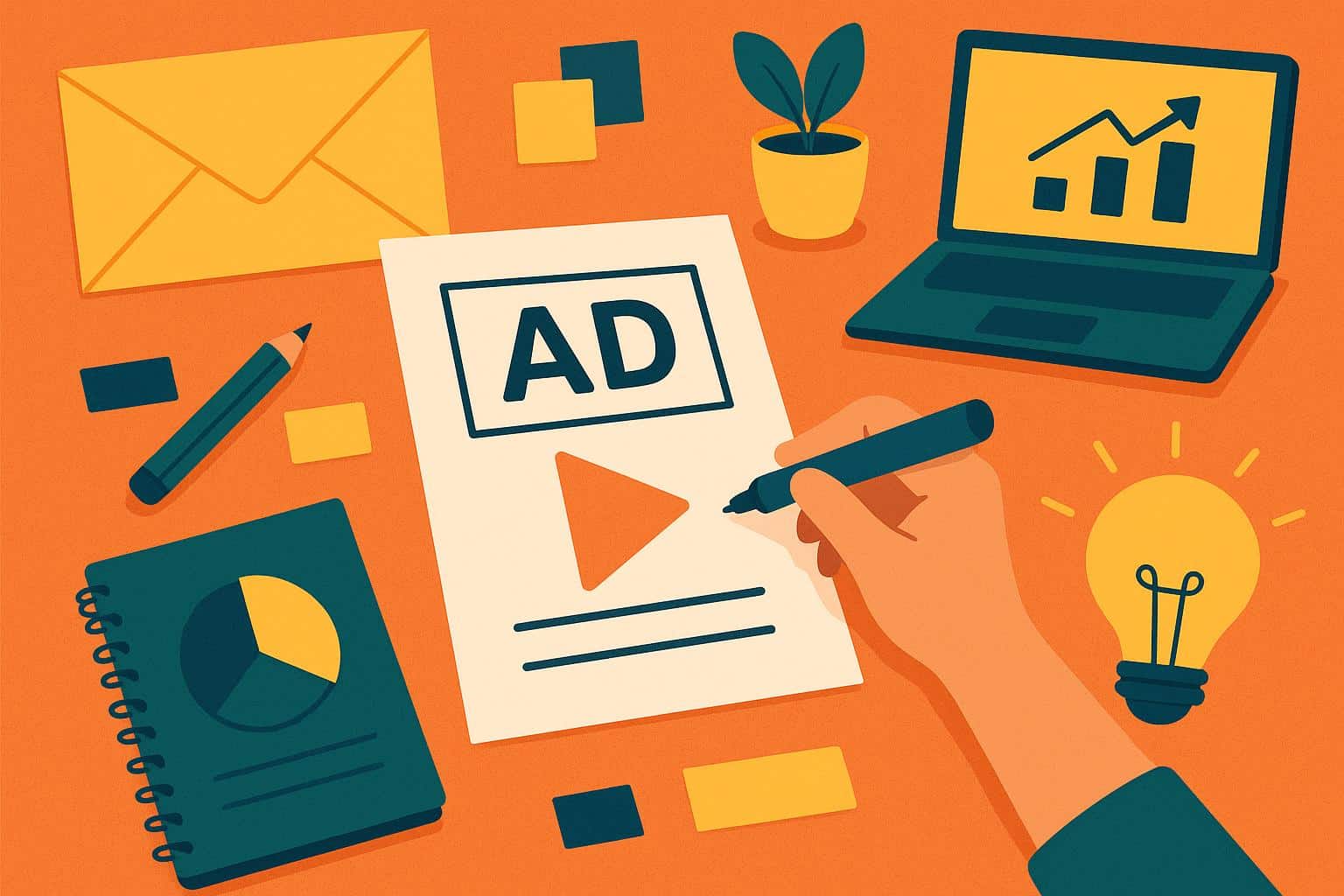 Creative advertising concept with eye-catching graphics and marketing elements for effective ads