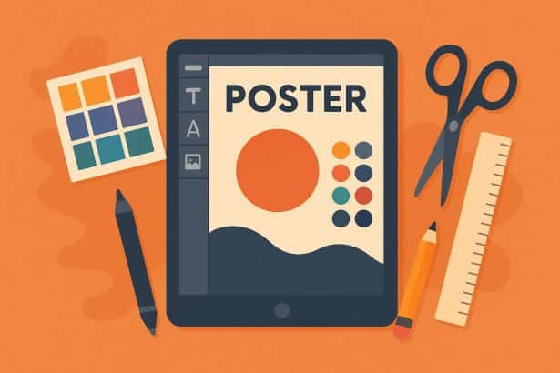 Colorful digital poster layout created with easy-to-use online design tools for creative projects
