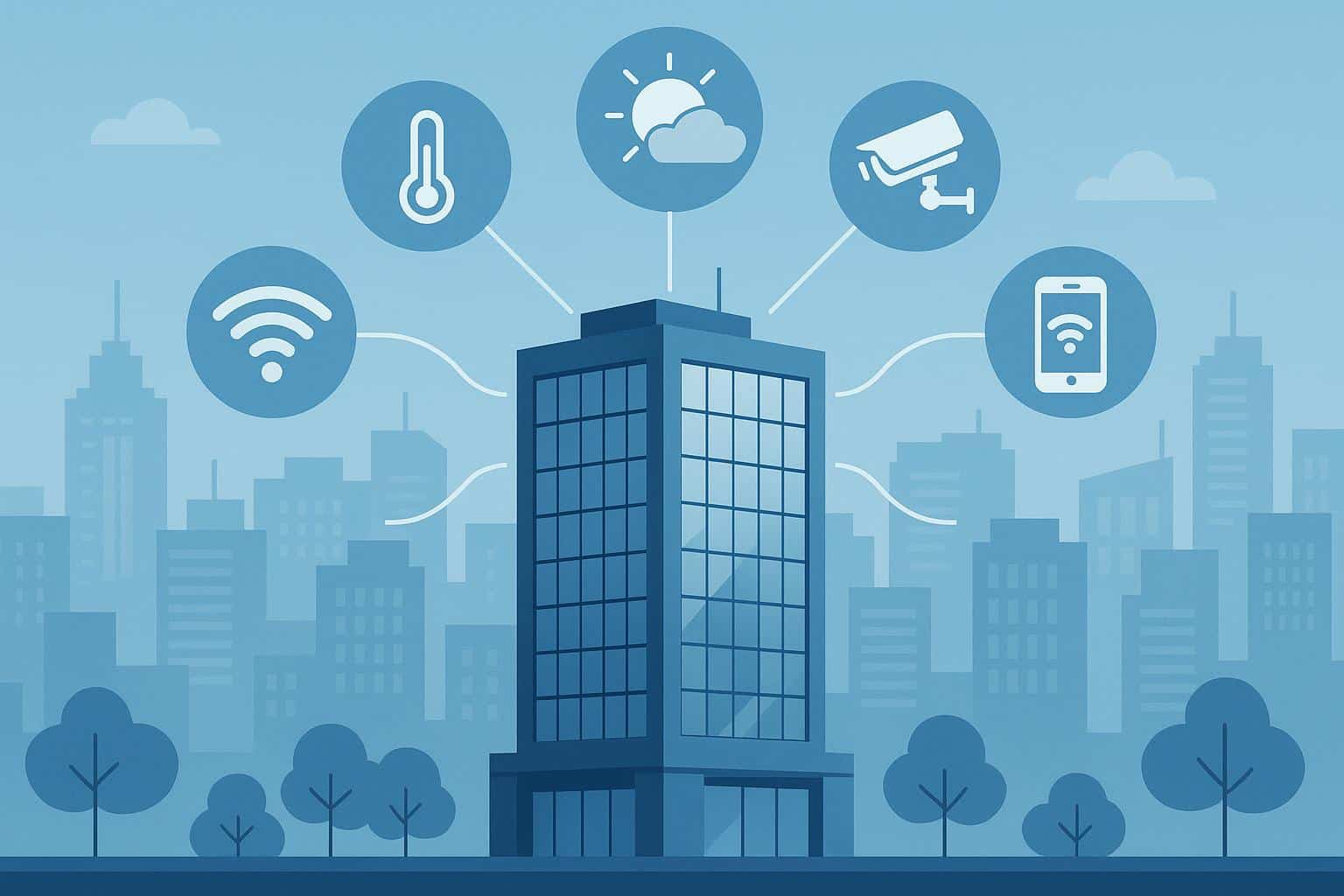 Smart building technologies integrated into innovative modern real estate development architecture