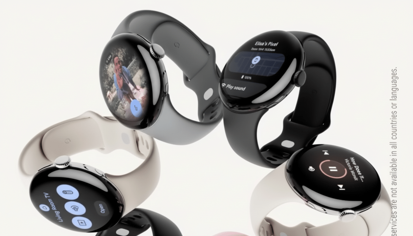 Wear OS smartwatch showing Google Find Hub device tracking screen