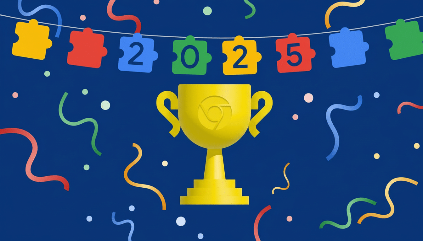 Google Chrome logo with puzzle piece icons for Googles top Chrome extensions