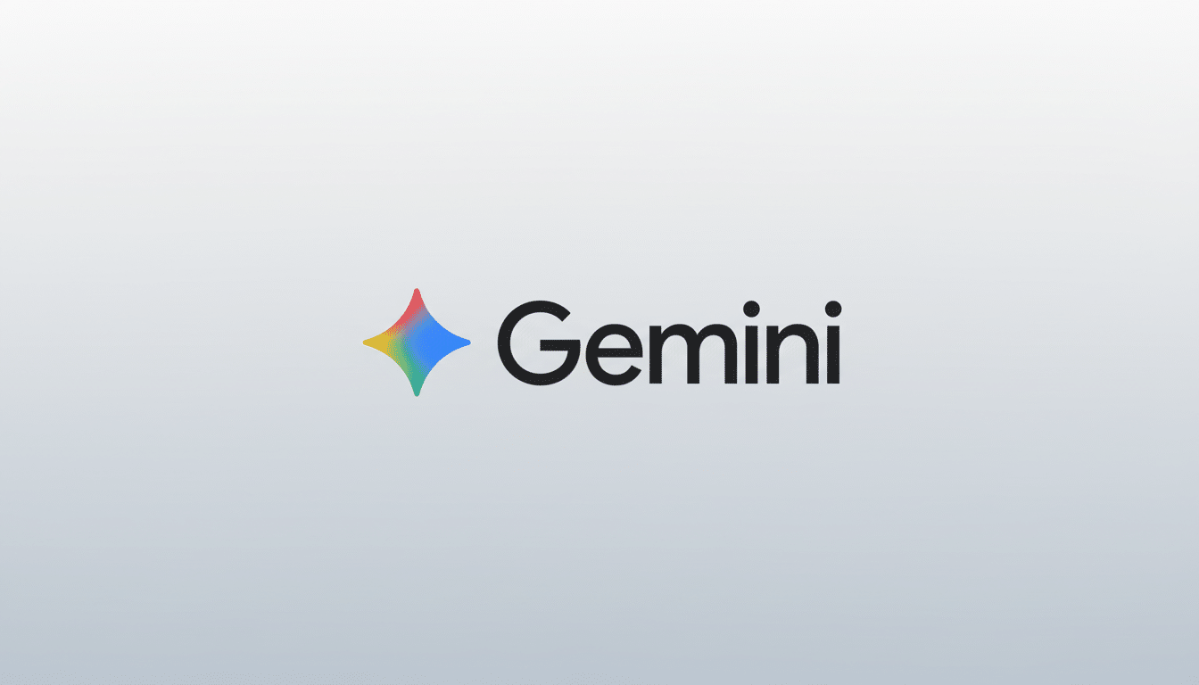 The Gemini logo, featuring a colorful, four-pointed star icon to the left of the word Gemini in black text, presented on a professional light gray gradient background.
