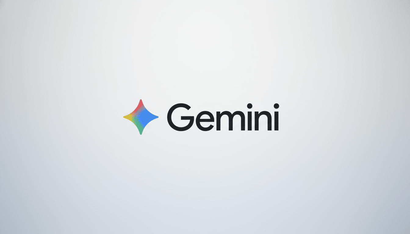 The Gemini logo, featuring a colorful, four-pointed star icon to the left of the word Gemini in black text, presented on a professional light gray gradient background.