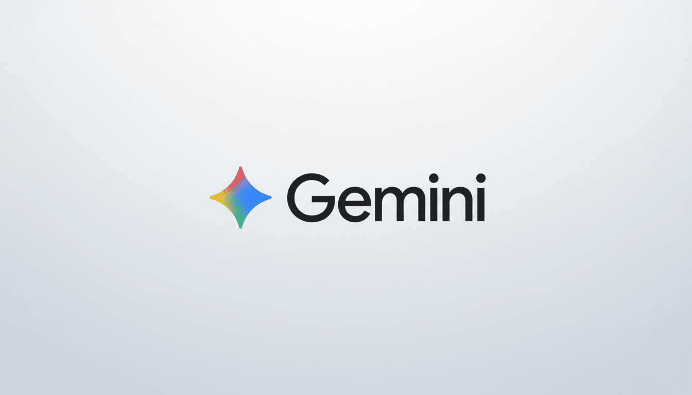 The Gemini logo, featuring a colorful, four-pointed star icon to the left of the word Gemini in black text, set against a subtle light gray gradient background.