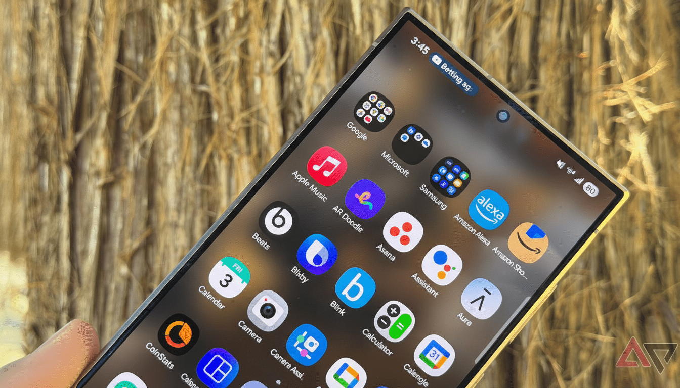 A close-up, professionally enhanced image of a smartphone screen displaying various app icons, resized to a 16:9 aspect ratio.
