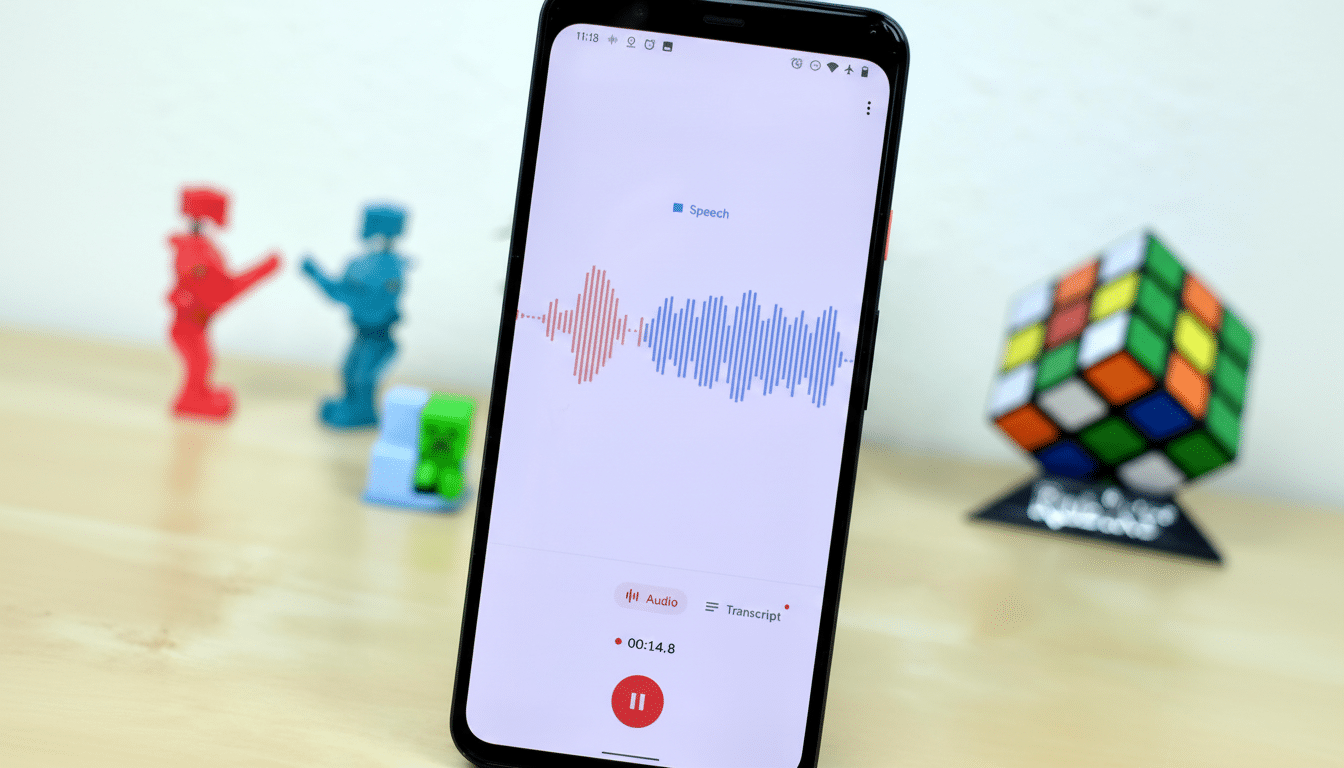 Auto Clear Voice feature shown in Google Pixel Recorder app interface