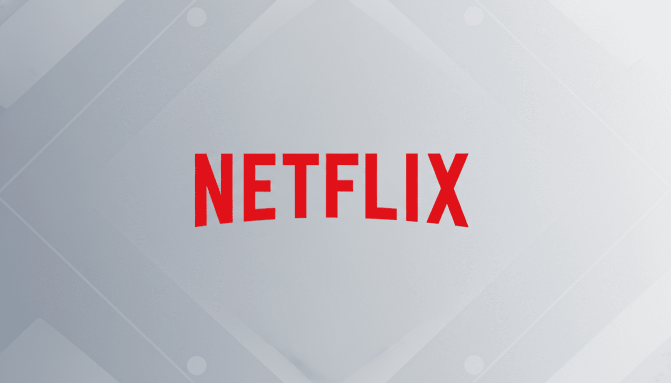 The Netflix logo, featuring the word NETFLIX in bold red letters, centered on a professional light gray background with subtle geometric patterns and a soft gradient.
