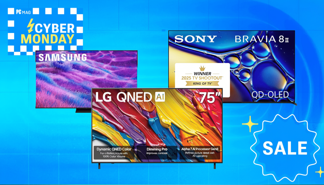 Cyber Monday TV deals: up to ,000 off smart TVs with sale tags and discount banners
