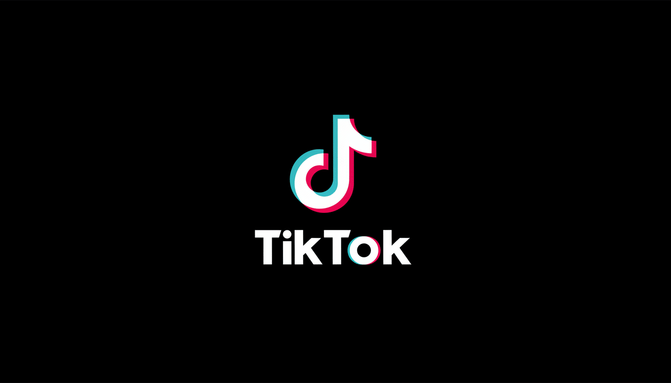 The TikTok logo, featuring a white musical note with cyan and magenta shadows, and the word TikTok in white, all on a black background, resized to a 16:9 aspect ratio.