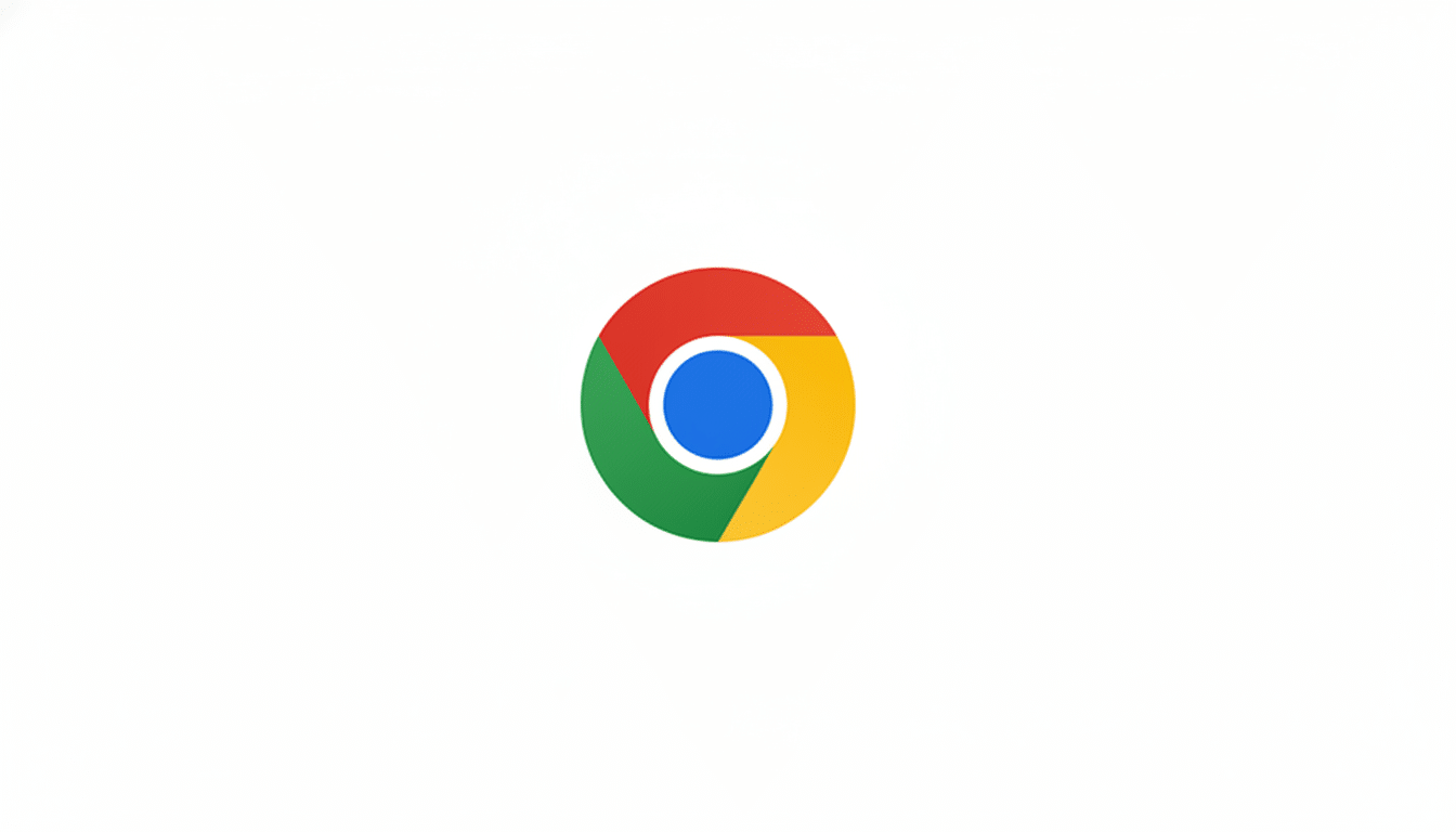 The Google Chrome logo, a colorful circle with red, yellow, and green segments surrounding a blue center, presented on a white background with a 16:9 aspect ratio.