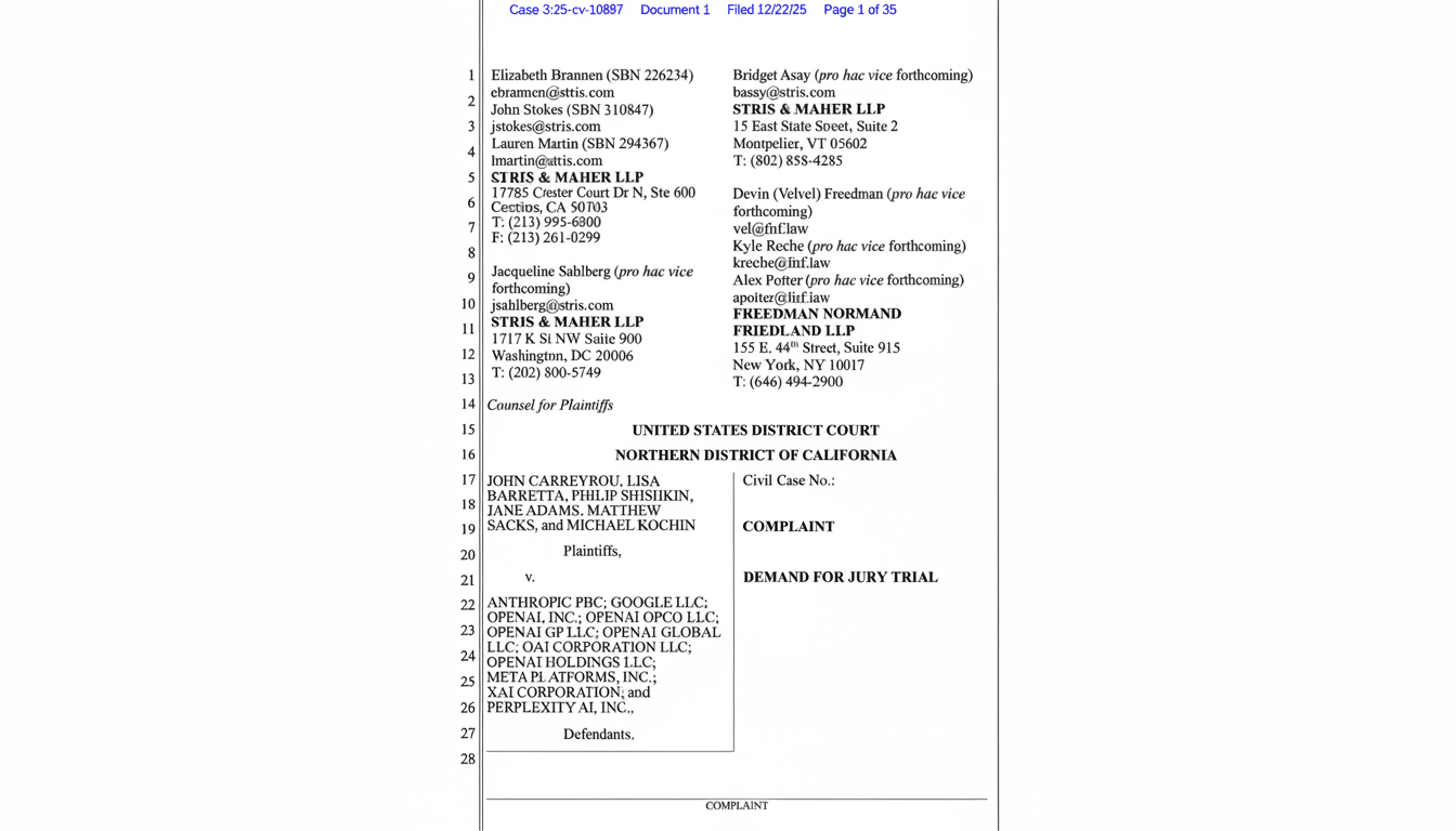 A legal document titled COMPLAINT and DEMAND FOR JURY TRIAL with case information and names of plaintiffs and defendants.