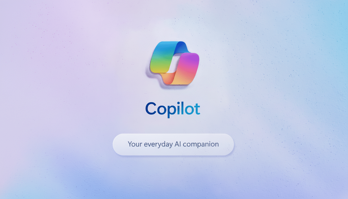 The Copilot logo and text Copilot: Your everyday AI companion on a soft, gradient background.