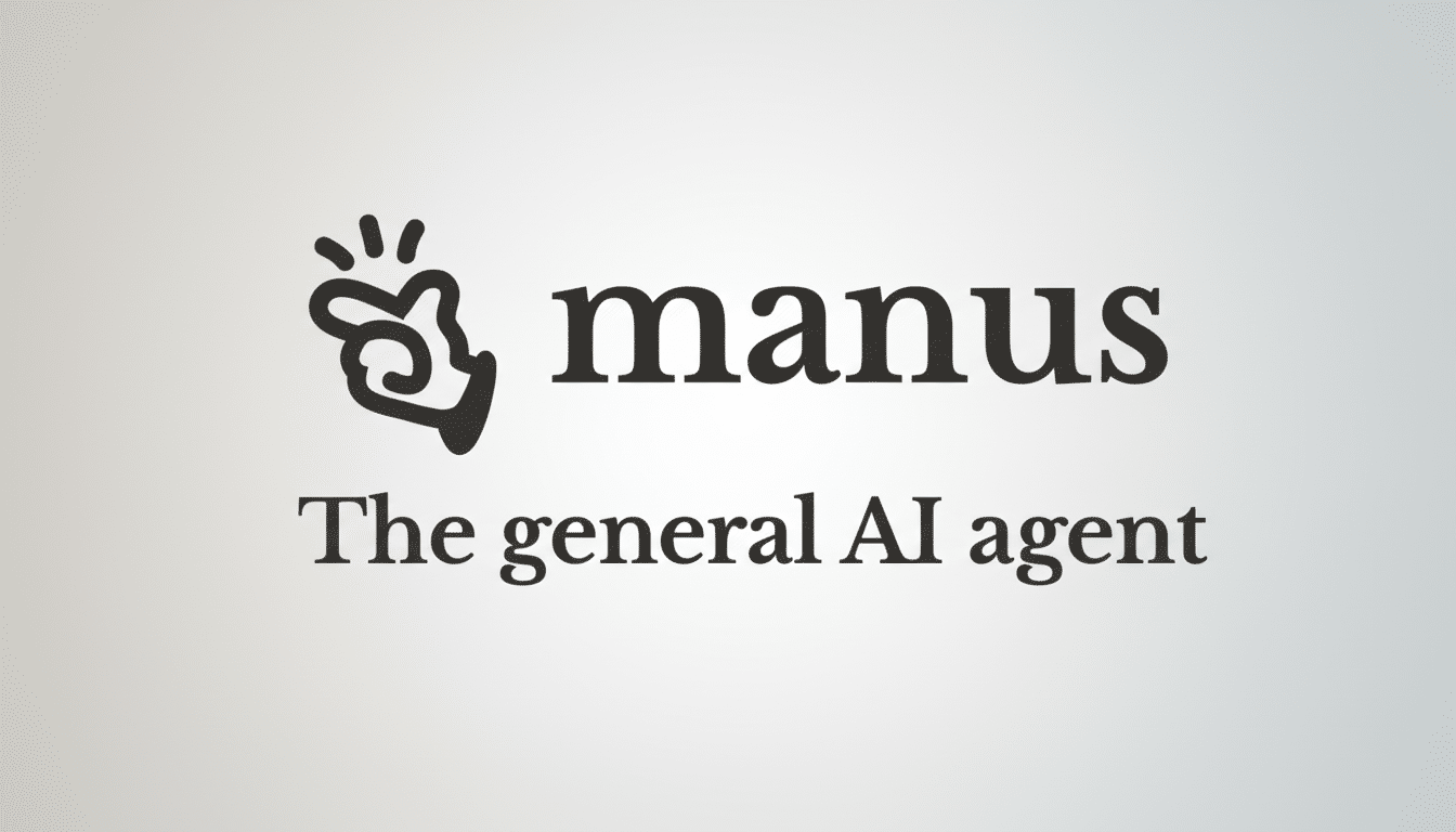 The Manus logo and text The general AI agent on a professional flat design background with a soft gradient.