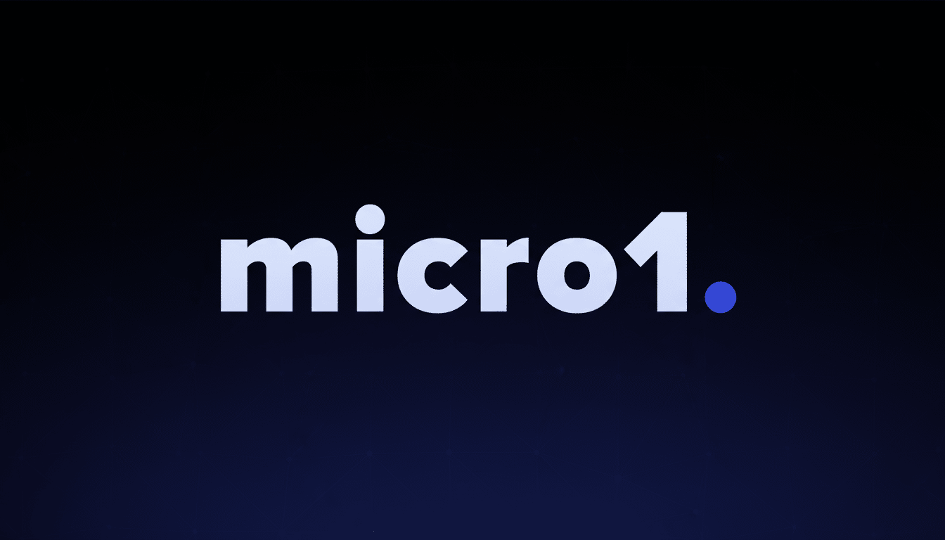 The micro1 logo, featuring the word micro1 in white sans-serif font with a blue dot replacing the i in micro and a blue dot after the 1, set against a dark background with a subtle blue gradient at the bottom.