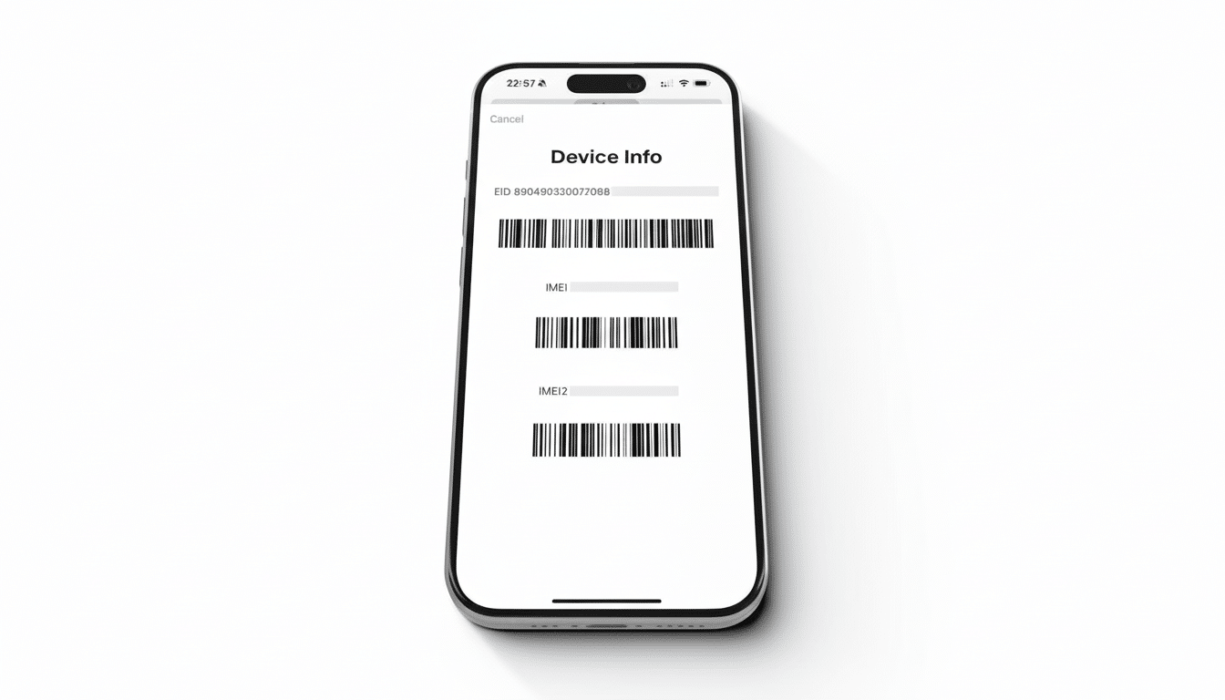 Smartphone settings showing eSIM support and how to check device and carrier compatibility