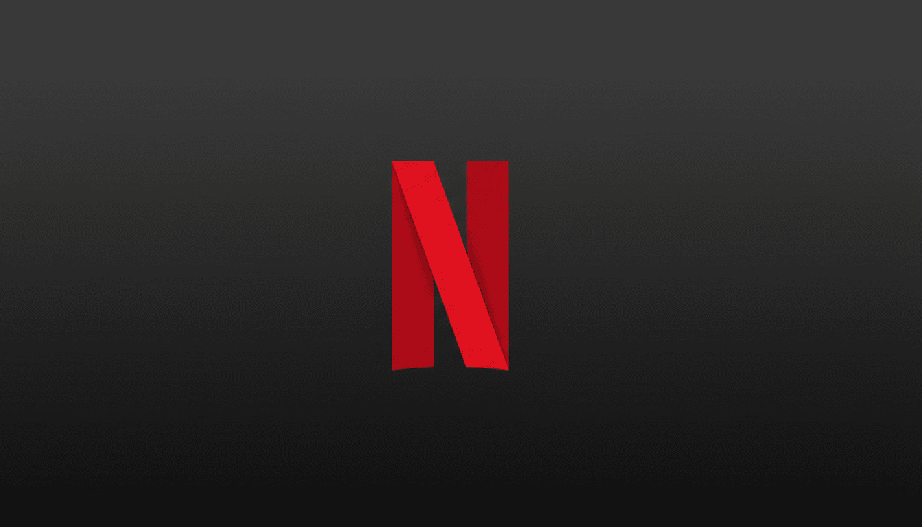 The Netflix logo, a red letter N with a folded ribbon effect, centered on a dark gray background with a subtle gradient.