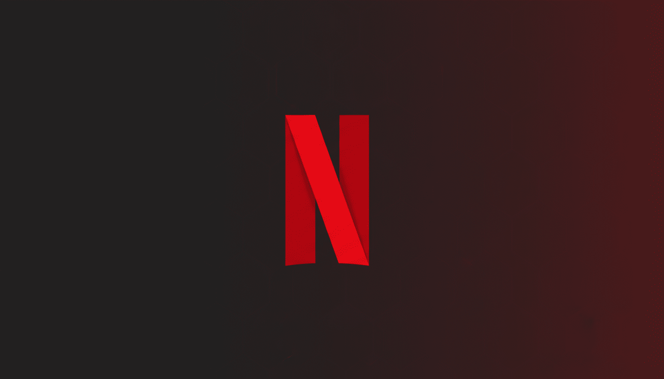 The Netflix logo, a bold red letter N with a folded ribbon effect, centered on a dark gray background with a subtle hexagonal pattern and a soft red gradient on the right side.
