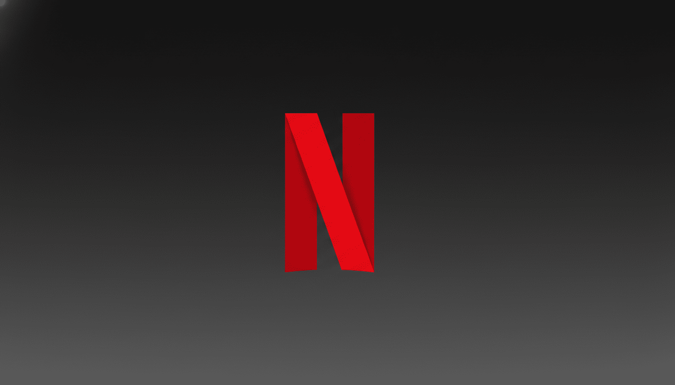 The Netflix logo, a bold red letter N with a folded ribbon effect, centered on a professional dark gray background with a subtle gradient.