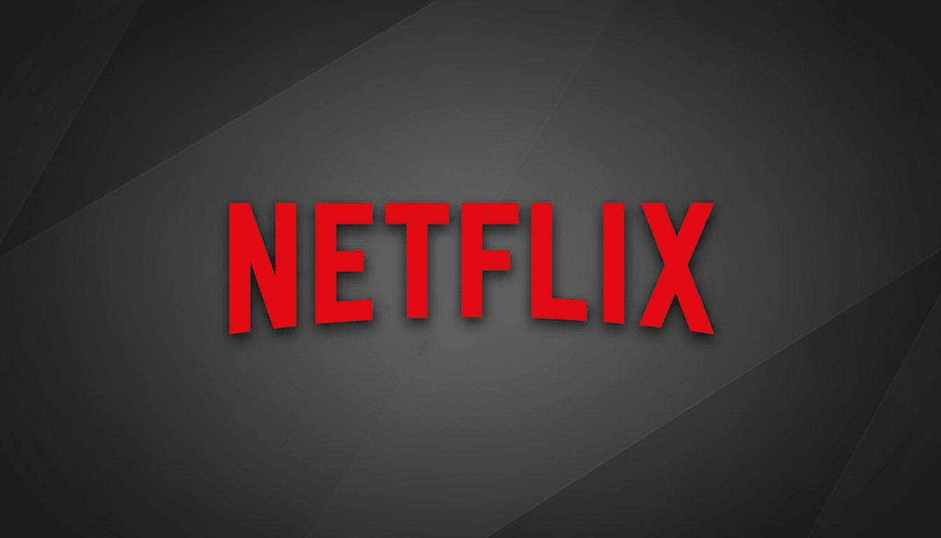 The Netflix logo, featuring the word NETFLIX in bold red letters, centered on a dark gray background with subtle geometric patterns.