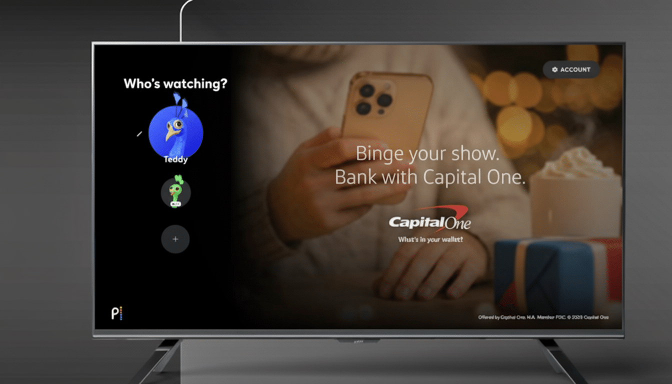 Peacock logo and login screen with Arrival Ads banner