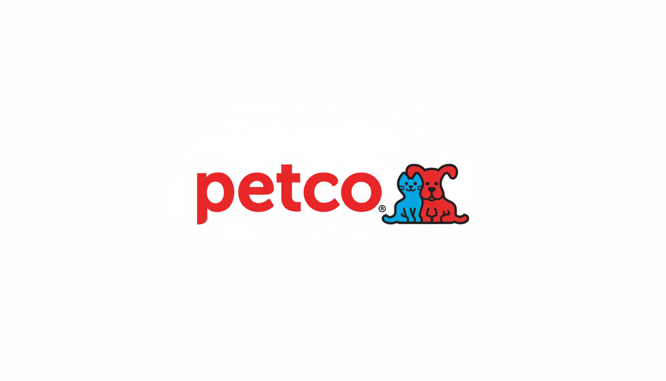 The Petco logo, featuring the word petco in red lowercase letters, followed by a red dog and a blue cat sitting together, all on a white background.