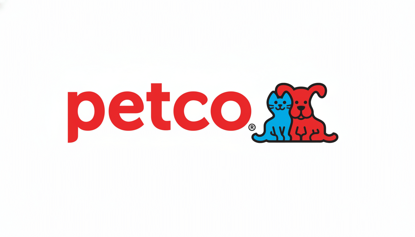 The Petco logo, featuring the word petco in red lowercase letters, followed by a stylized red dog and a blue cat sitting together. The background is white.
