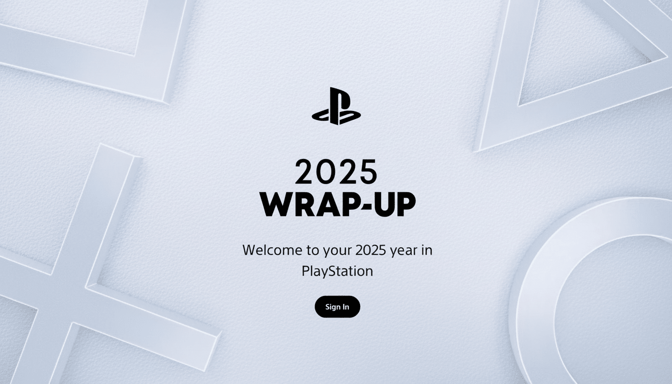 A PlayStation 2025 Wrap-Up screen with a white background and subtle PlayStation controller button shapes.