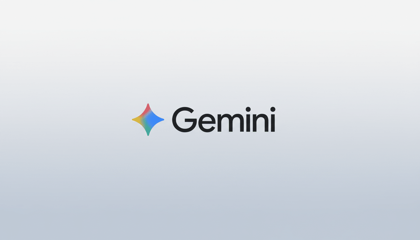 The Gemini logo, featuring a colorful, four-pointed star icon to the left of the word Gemini in black text, presented on a professional light gray gradient background.