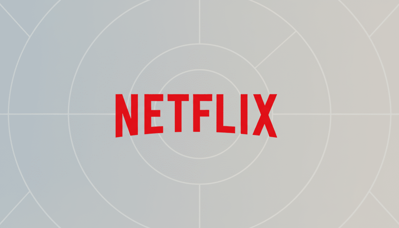 The Netflix logo, featuring the word NETFLIX in bold red letters, centered on a light gray background with subtle concentric circle patterns.