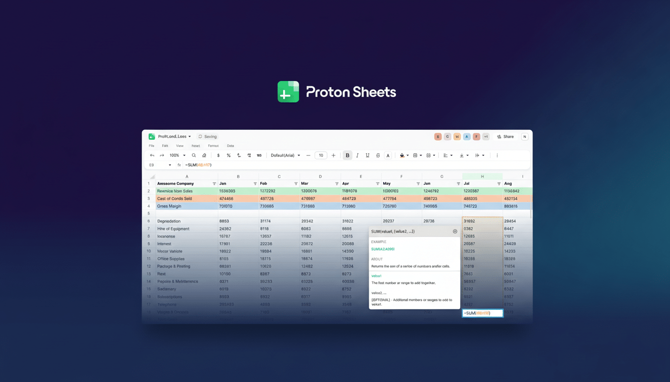 Proton takes on Google Sheets with encrypted spreadsheet alternative