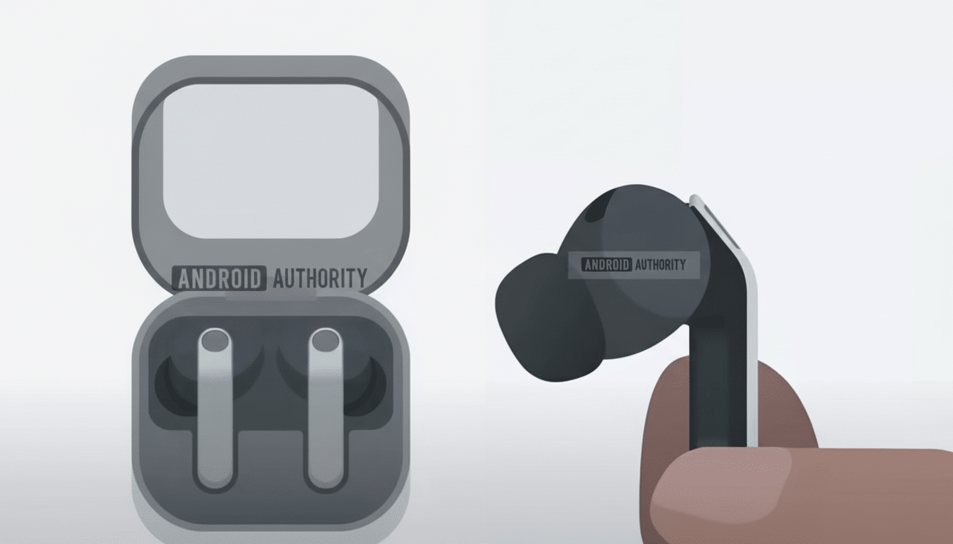 A 16:9 aspect ratio image showing a pair of earbuds in their charging case and a single earbud being held.