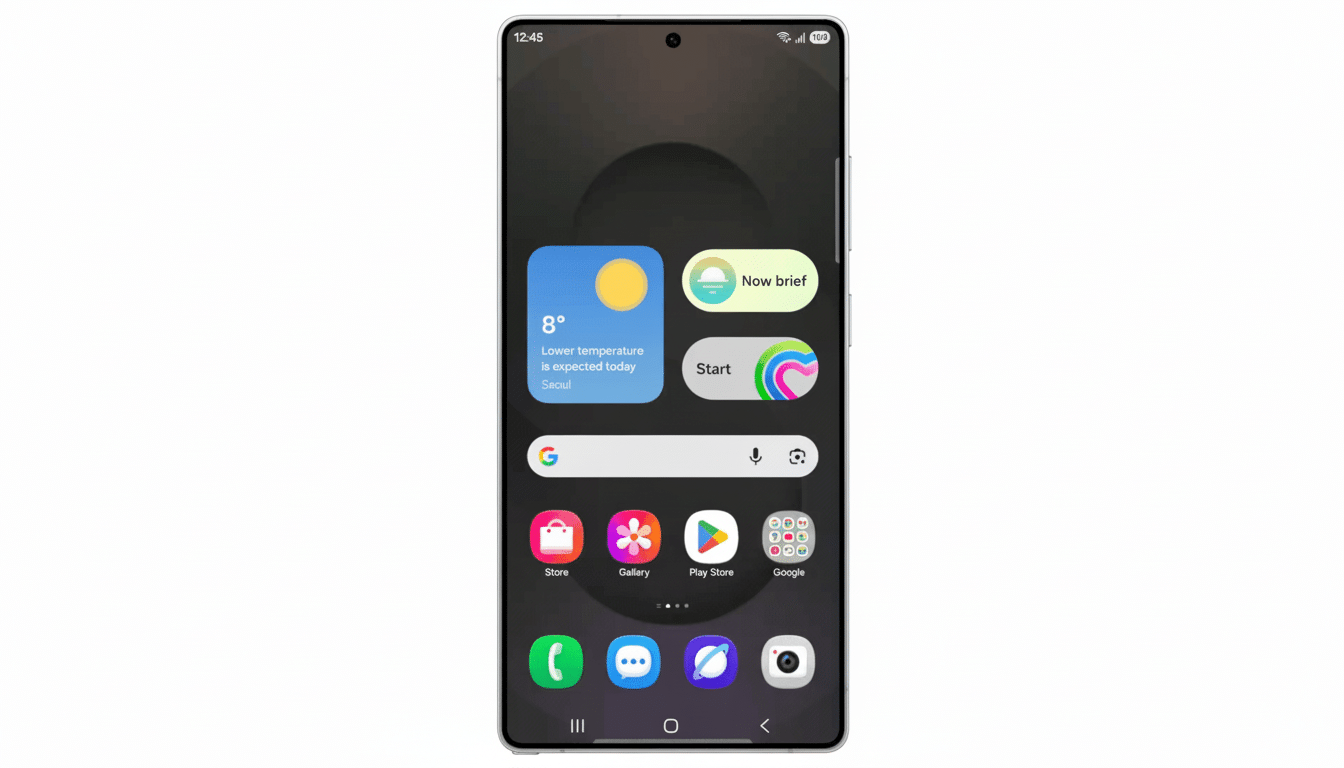 A smartphone displaying its home screen with various app icons and widgets.