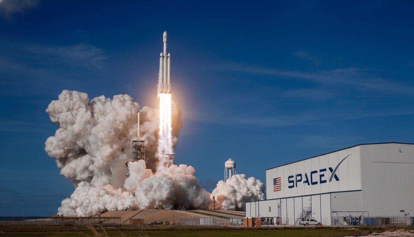 SpaceX $800B secondary sale valuation with rocket and rising market chart