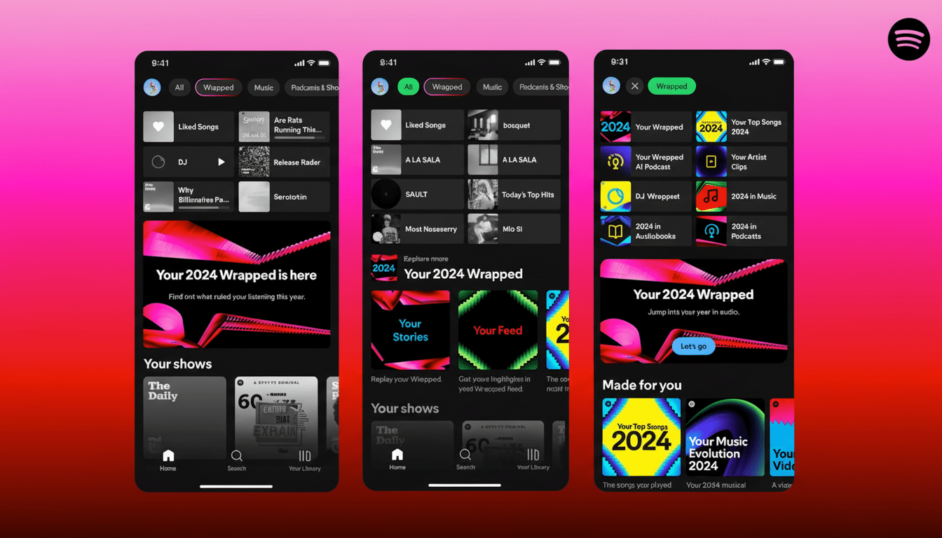 Spotify Wrapped and Wrapped Party banner on app home screen
