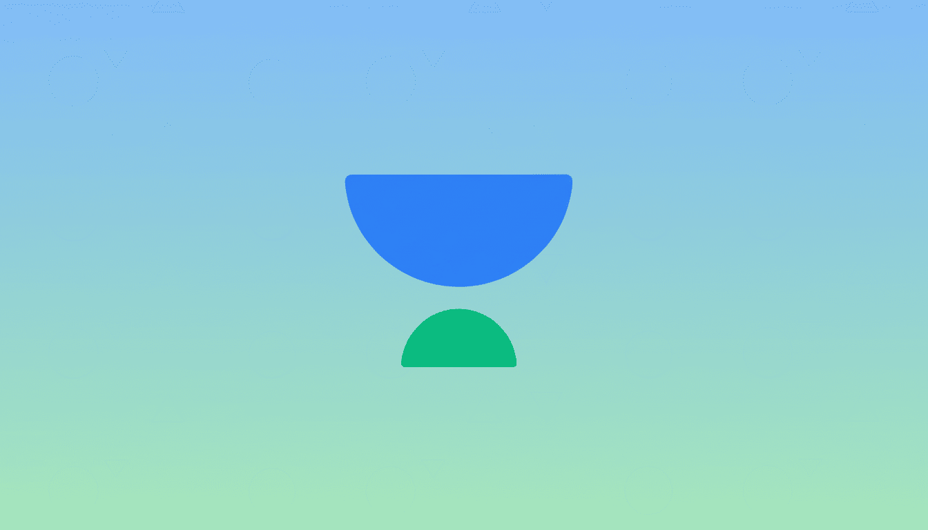 A 16:9 aspect ratio image featuring the Unacademy logo, which consists of a blue inverted semi-circle above a smaller green semi-circle, centered on a professional flat design background with a soft blue and green gradient and subtle geometric patterns.