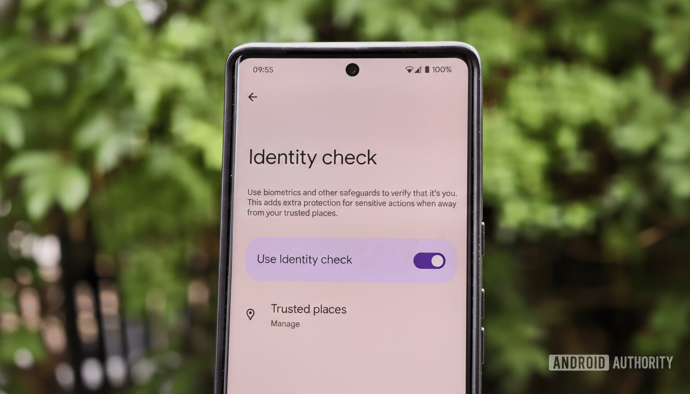 Android anti-theft update with lock and shield on smartphone screen