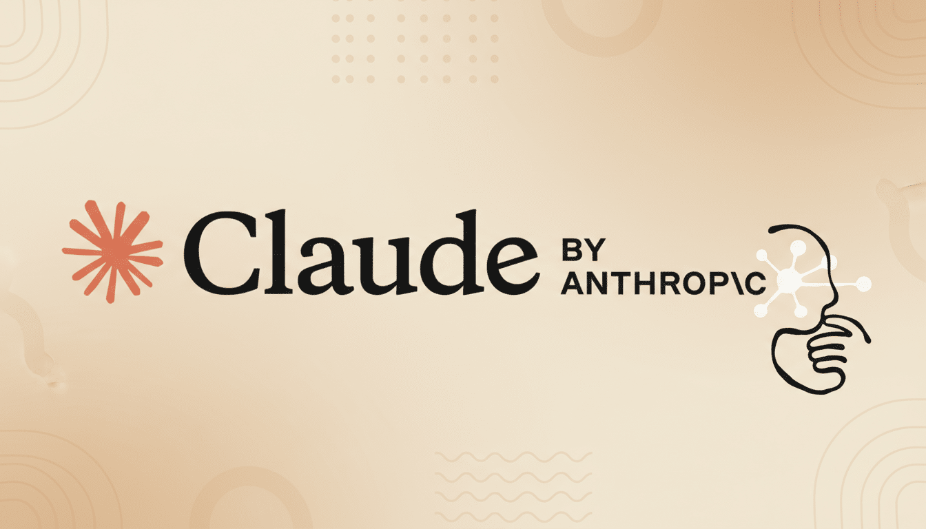 The Claude by Anthropic logo on a professional flat design background with soft patterns and gradients.