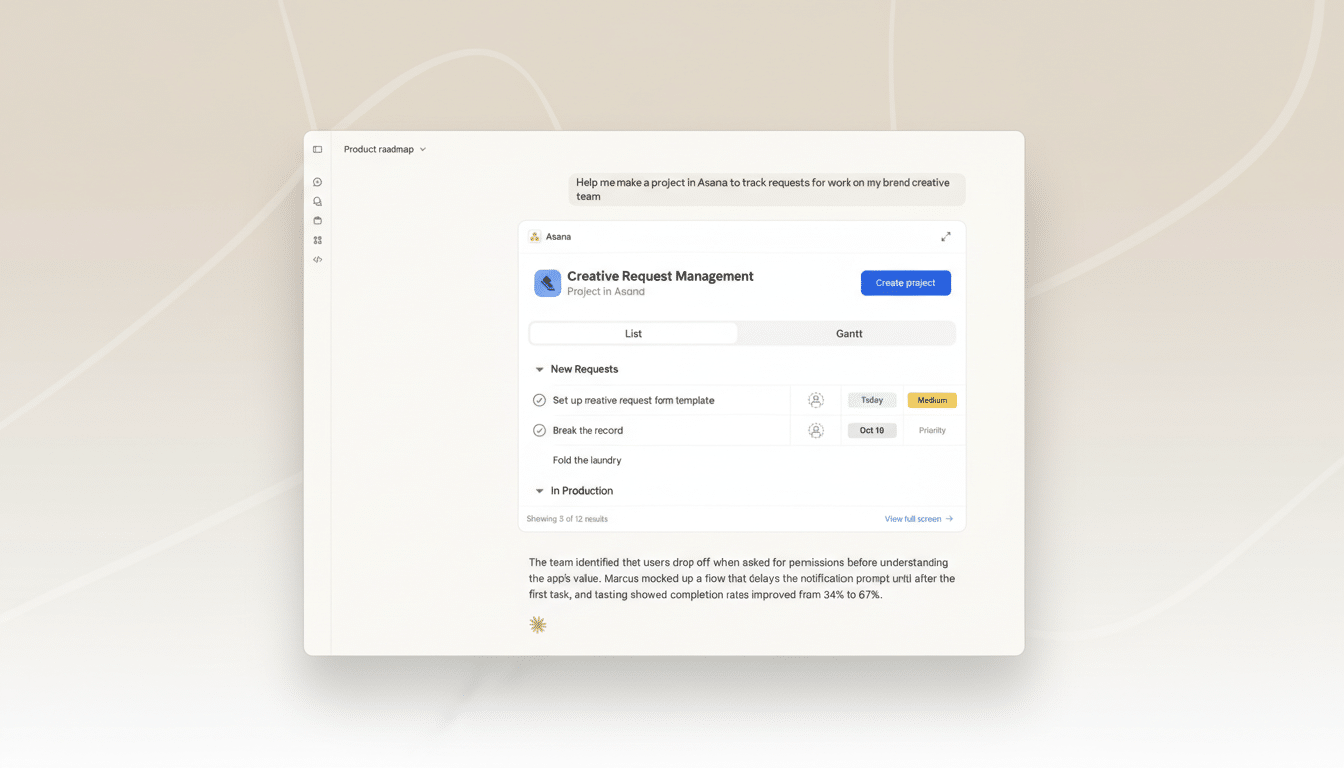 Anthropic logo and interactive Claude apps dashboard for workplace productivity