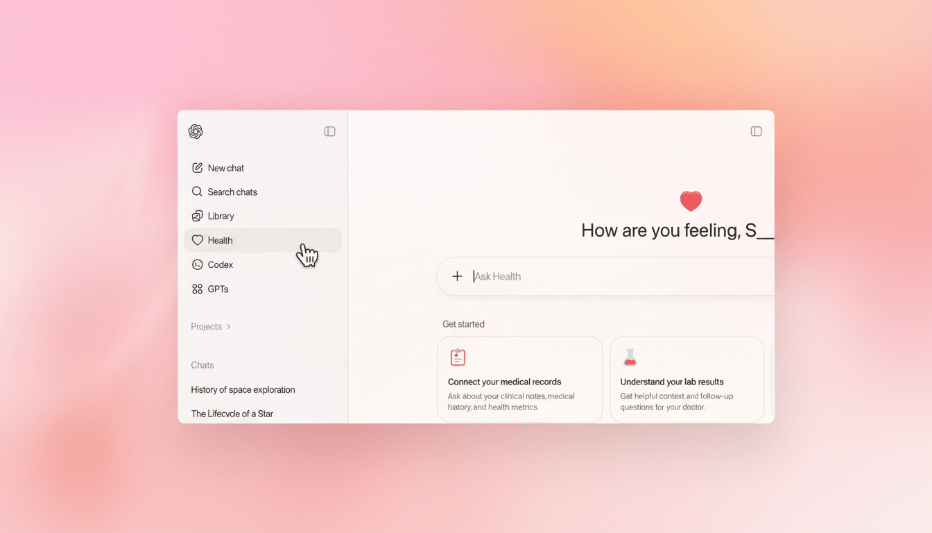OpenAI ChatGPT Health app for doctor appointment scheduling and healthcare AI