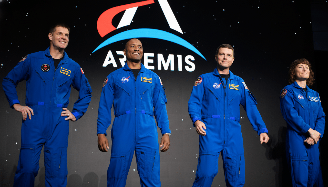 NASA Artemis 2 spacecraft with Moon, crewed flyby mission